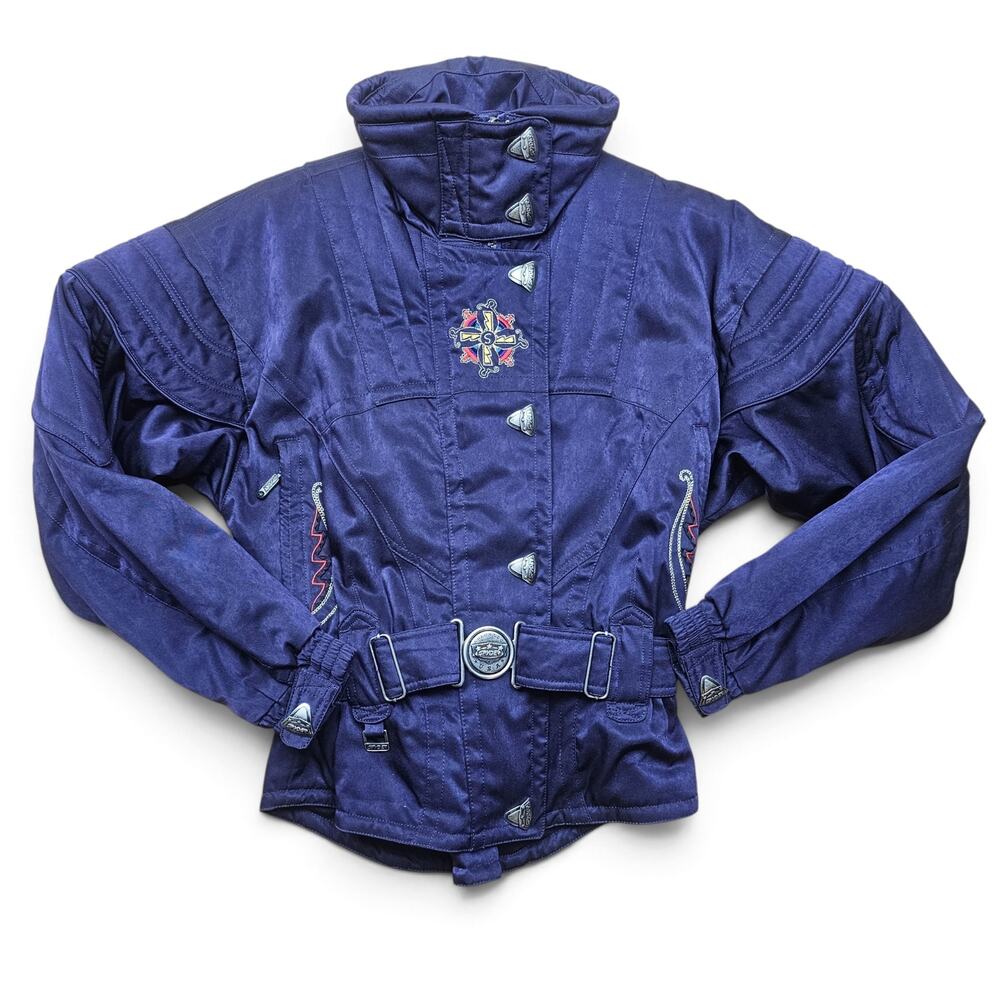 SPYDER Après Ski Jacket Women's 8 VTG 90s Hong Kong Belted Southwest Embroidered